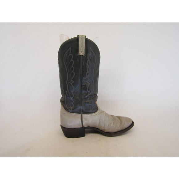 TONY LAMA Mens Size 9 D Two Tone Gray Leather Bullhide Cowboy Boots Gold Label main image 9